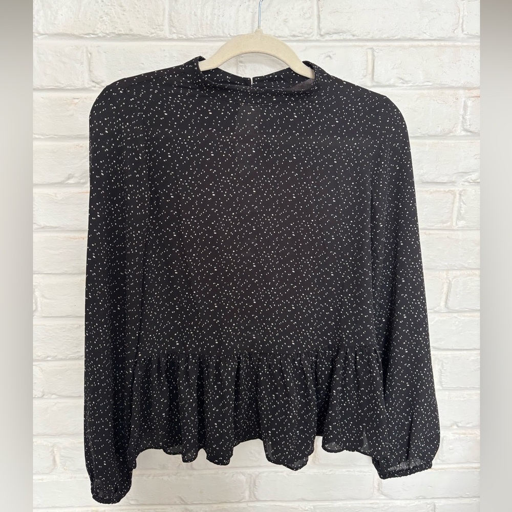 LOFT Outlet Black and White Speckled Blouse